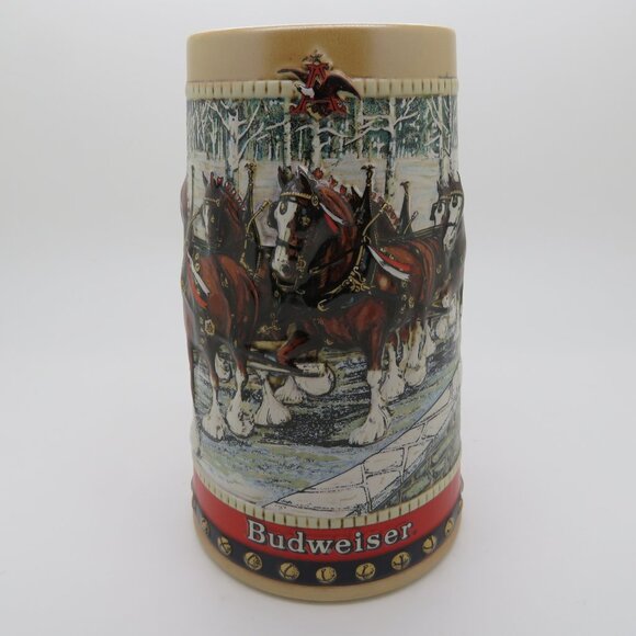 Beer Stein Budweiser Vintage 1988 Festive Holiday Collector Special Edition - Picture 2 of 13